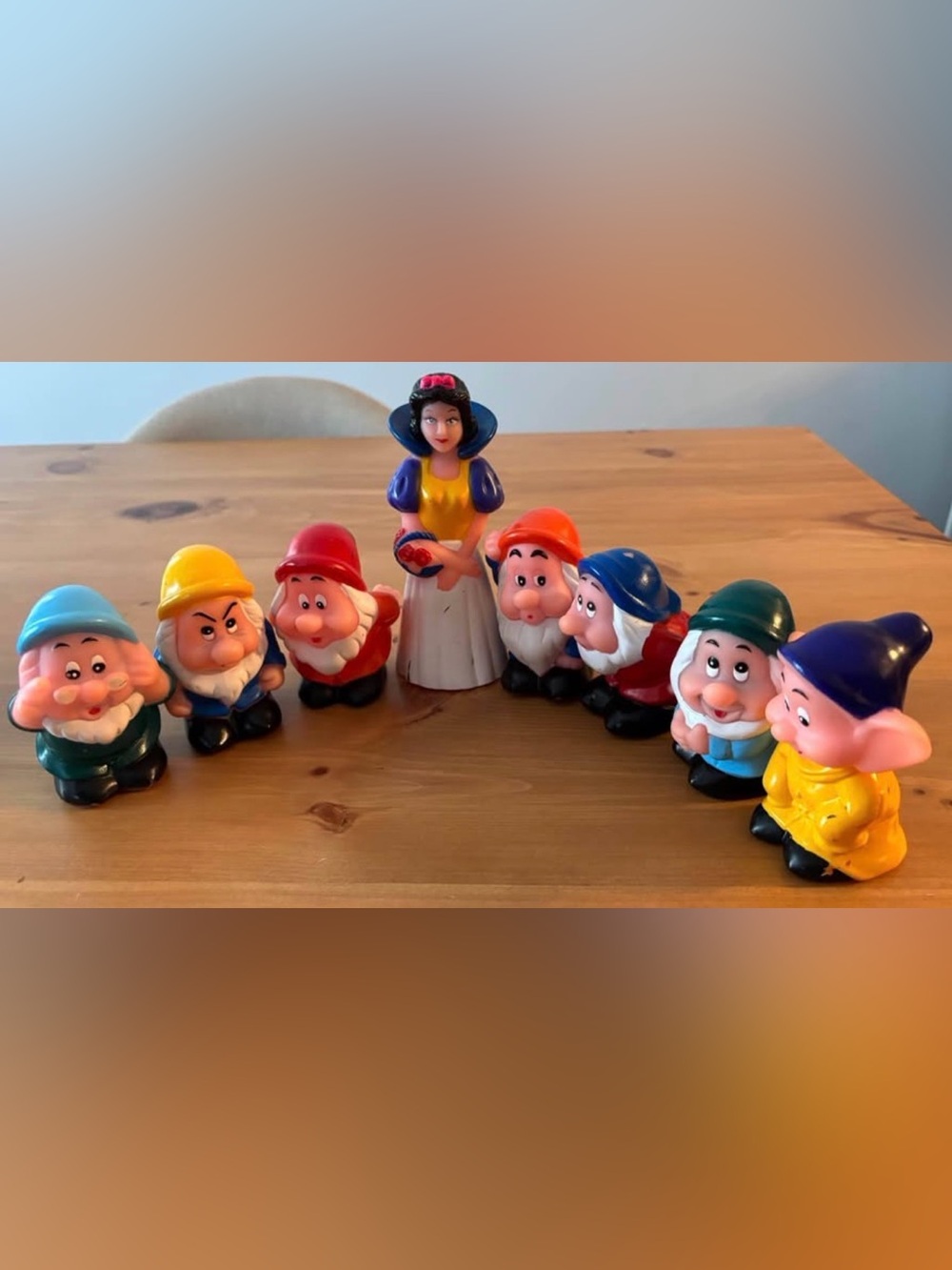 VTG Disney Snow White & 7 Dwarfs Vinyl Figure Set - Complete 8 Pc